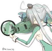 二式大艇ちゃんの不思議な顔を観察する秋津洲