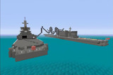 補給艦とイージス艦の海上補給（後ろver）