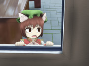 雨が降ってきた時、ドアを開けてあげる前の橙のリアクション