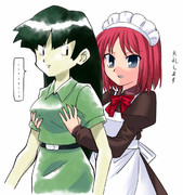 ナツメの胸を揉む翡翠の絵