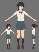 三葉のMMDモデルの作成を始めました。