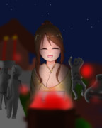 藍子様と初詣のドラム缶の火