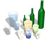 ガラスコップと瓶のセット