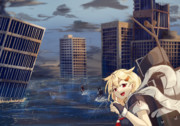 艦娘と水没ビル群