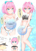 不知火ちゃんと海へ遊びに行った絵