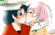 二人は幸せなキスであいさつするんだー！すごいねー！