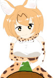 かめをなでるサーバルちゃん