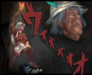 セルリアンの注意を引くために松明を掲げるかばんちゃん