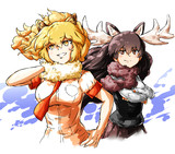 ライオンとヘラジカ