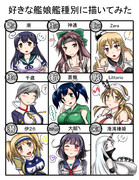 好きな艦娘艦種別に描いてみた☆