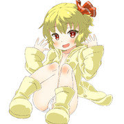 今日のルーミア(雨合羽を直に着るとぺたぺたする)