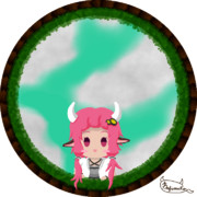 【マウスで】穴を覗き込む牛ゆかりさん【らくがき】