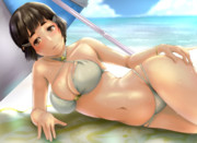 パラソルの陰で妙高さんと