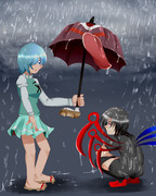 「傘、使う？」