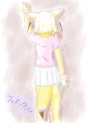 アライさんのパンツを盗ることに成功したが興奮のあまり止まってしまったフェネック