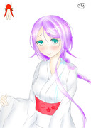 妹の浴衣を借りて、浴衣modeをアピールする海風