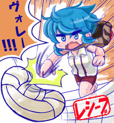 ボレーを決めるツチノコちゃん