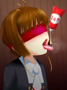 さくらに目隠しでコンデンスミルクを舌射