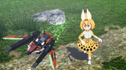 【MMDけもフレ】かばんちゃんから紙飛行機の作り方を教えて貰ったサーバルちゃん