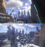 【Minecraft】雪原に建つカラフルな城