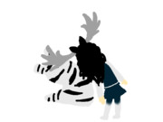 傾くシマナメとヘラジカ