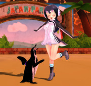 踊るフルルとグレープ君