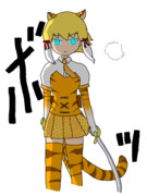 かっこいいポーズをとるアライさんを真似てパンをもつフェネックに便乗してみたかったジャガーに同調す