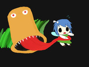 食らいつく諏訪子（のZUN帽）