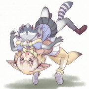 フェネックちゃんはアライさんに抱きつき身体をしっかり密着させた