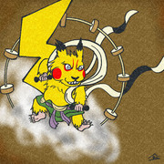 雷神ピカチュウ【浮世絵風】