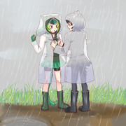 まきびしコンビとレインコート