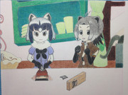 ビーバーちゃんの鉋を研ぐアライさん