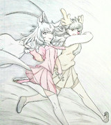 クリスマスカラーのヘラジカとラビラビ