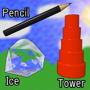 鉛筆、氷、塔