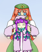 門の前でパチュリーを捕まえた美鈴