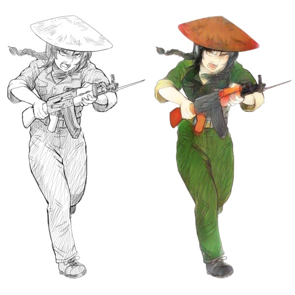 銃剣突撃する緑のお茶姉貴 Vietcong ライヴ中にうんこ食ったやべーやつ さんのイラスト ニコニコあっぷる