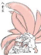 正体を現しつつある八雲藍(浮世絵風)