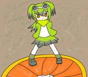 ミカンに留まるメジロをトレス