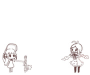 たたかうシロともちひよこgif