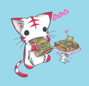 ピザトーストにゃんこ