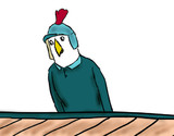 何も流れてこないラインを眺める鳥