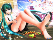 【今日のミクお姉さん】美脚と和菓子♪