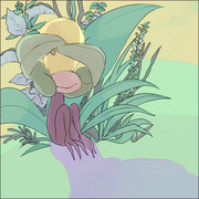 草むらで心を閉ざすマダツボミくん