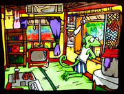 切り絵 オリキャラ アナログ 「三畳一間の角部屋の特権」