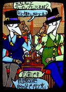 オリキャラ 切り絵 鳥男 アナログ