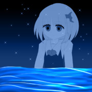 水平線とルーミアの影