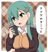 携帯をいじる鈴谷