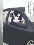 いい顔いただくためドライブスルーにきたタイリクオオカミ