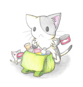 備えるにゃんこ