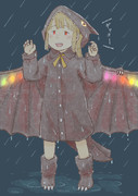 夜雨の中のフランちゃん